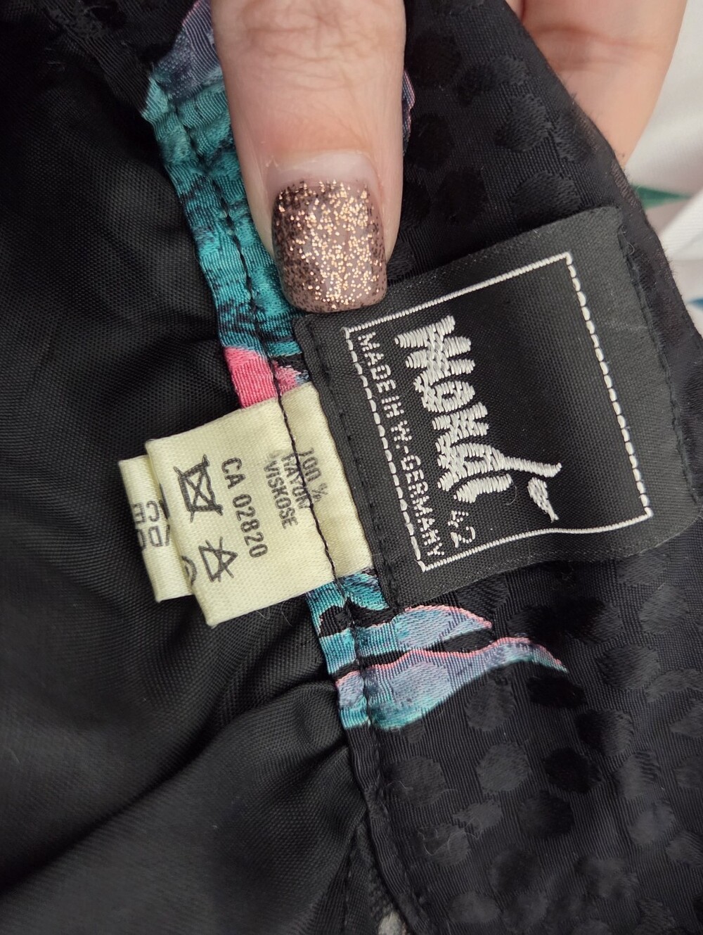 Vintage Mondi floral midi skirt black pink roses satin magenta tulle women's 42 - Picture 6 of 7